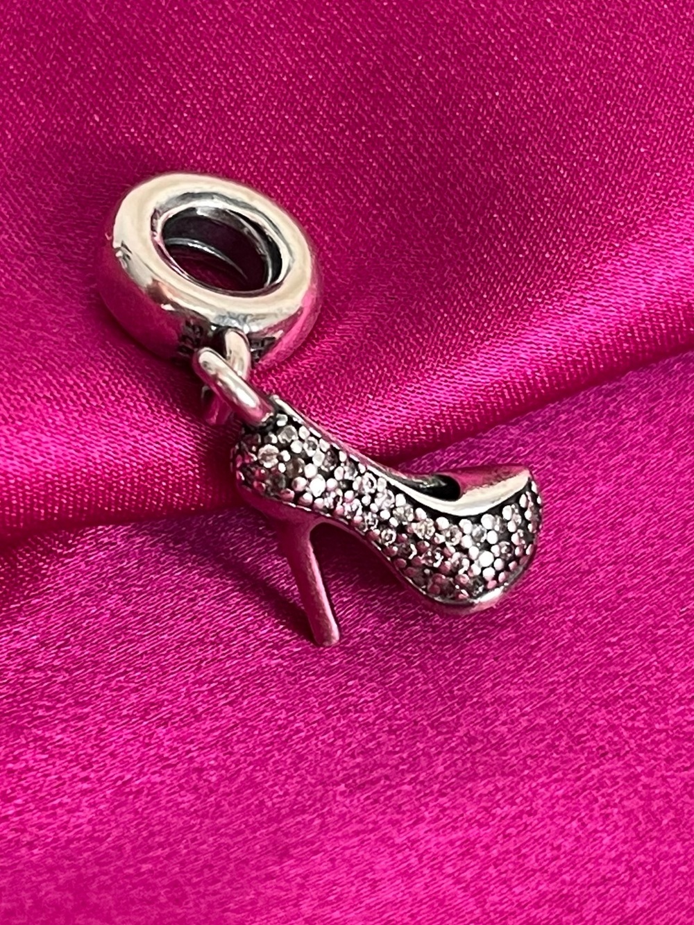 Authentic Pandora Pavé Stiletto Shoe Charm Sterling Silver - Retired Style - Picture 2 of 7